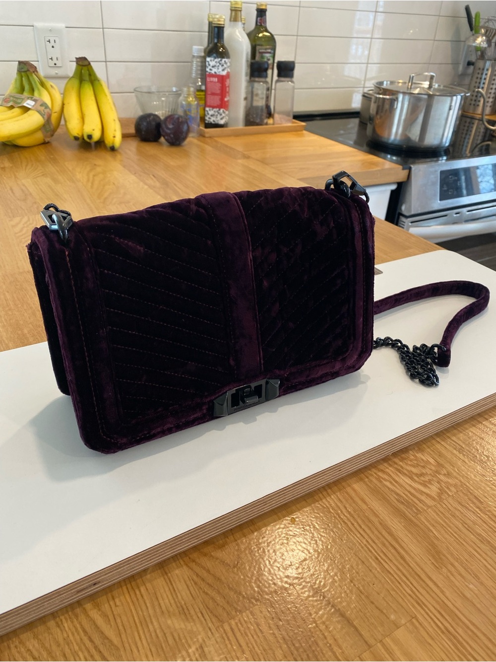 Rebecca Minkoff Purple Velvet Quilted Crossbody Bag - EXCELLENT CONDITION